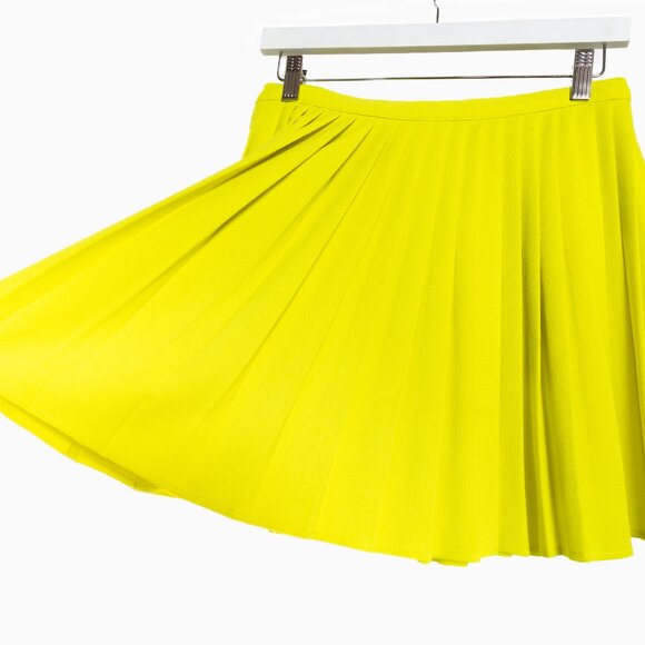 American Apparel Lime Neon Yellow Green Crepe Pleated Mini Skirt - Medium - Picture 4 of 9